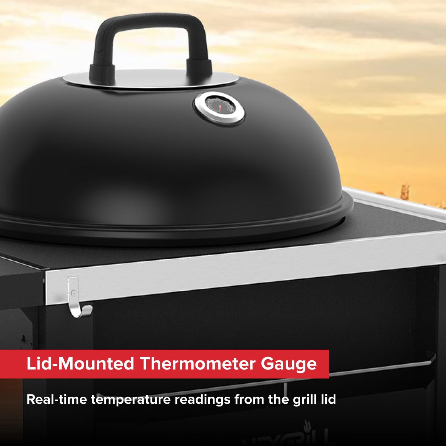 Nexgrill 22" Charcoal Grill with Table Cart and Side Table, 358 SQ In Grate, Adjustable Air Vents, Integrated Temperature Gauge, Mobile Cart Barbecue Grill for Camping, Picnics, and More - 810-0026HC