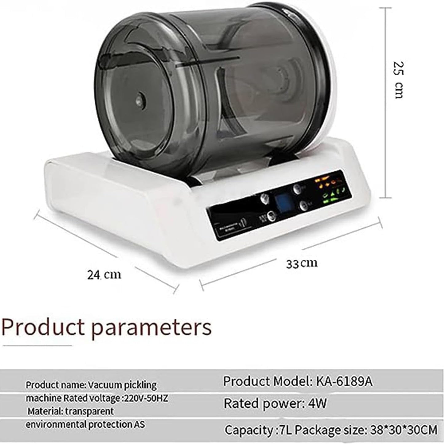 NOLLAM Commercial Vacuum Tumbler Marinating Machine for Meat&Vegetable,7l Large Capacity Pickling Barrel & 0-10h Timer Setting,Meat Tumbler Marinator,for Beef Pork Mutton