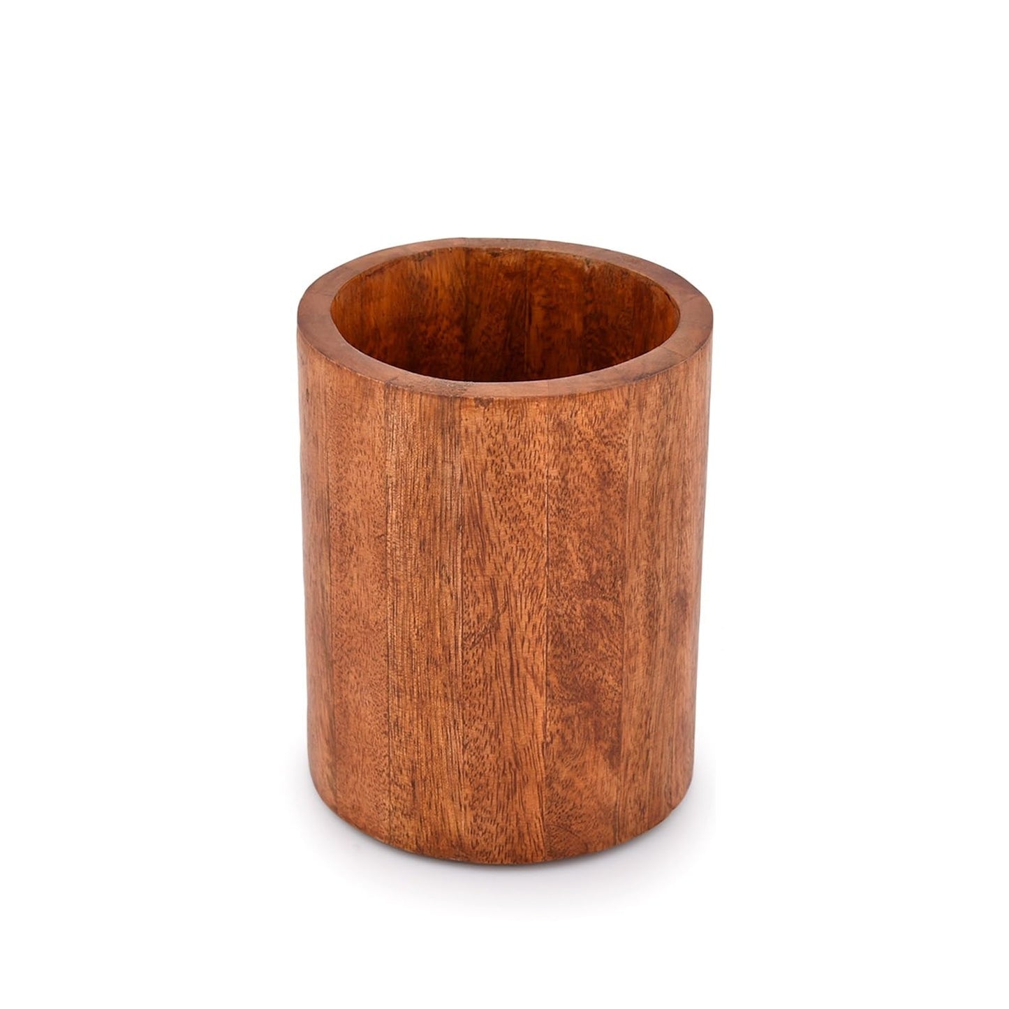 EDHAS Natural Mango Wood Cooking Utensil Holder for Countertop, Spoons, Cooking Tools, etc. (5" x 5" x 6")