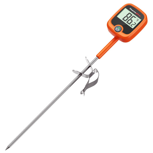 ThermoPro TP509 Candy Thermometer with Pot Clip, 10" Long Probe Instant Read Meat Food Thermometer with LCD, Cooking Oil Thermometer Deep Frying Thermometer for Candy Maple Syrup Sugar Brewing Making