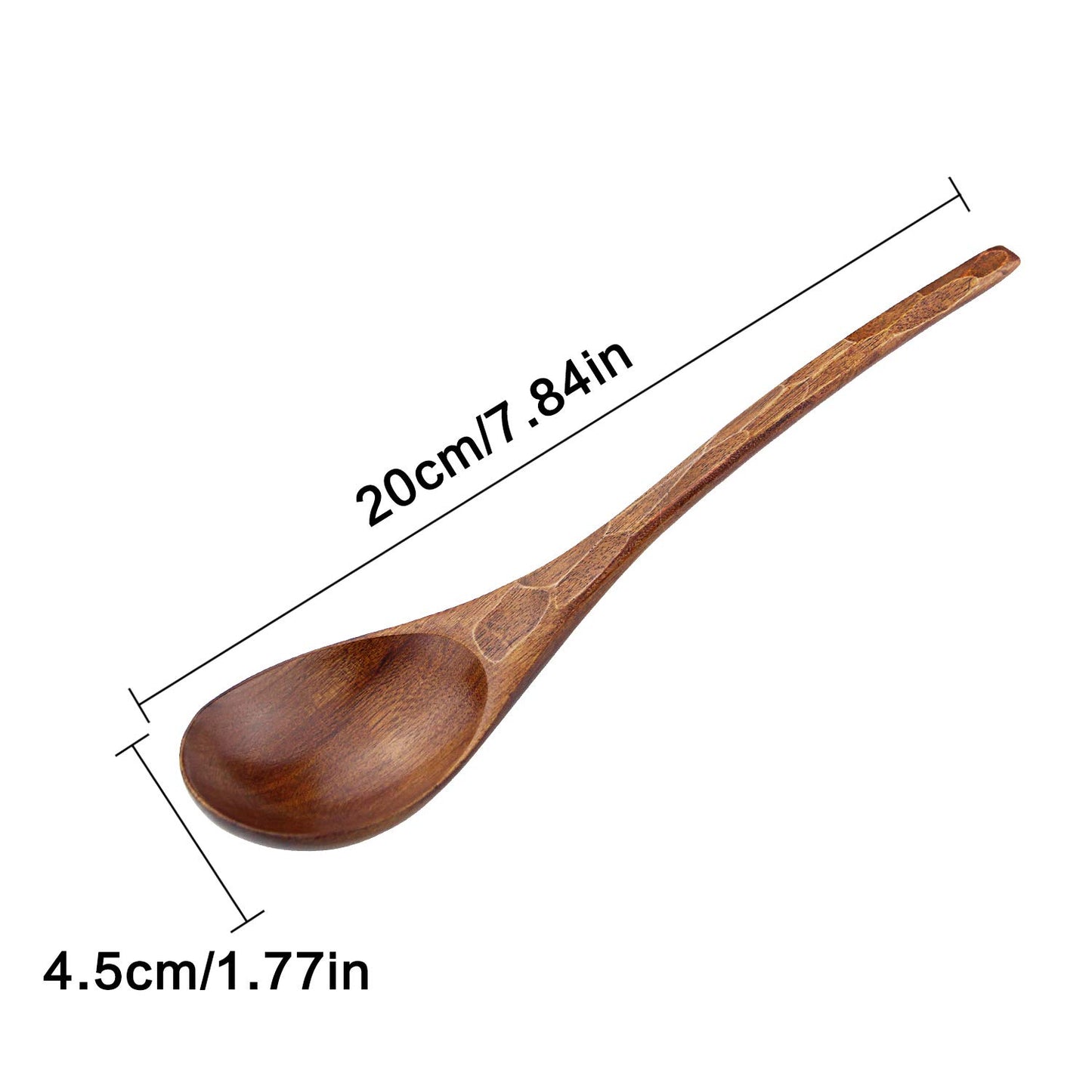 Soup Spoons,AOOSY Wooden Soup Spoons, 6 Pieces 7.84 inches Japanese Ramen Spoon Round Nanmu Wood Long Handle Rice Dessert Cooking Tasting Dinner Table Spoon for Kitchen Restaurant