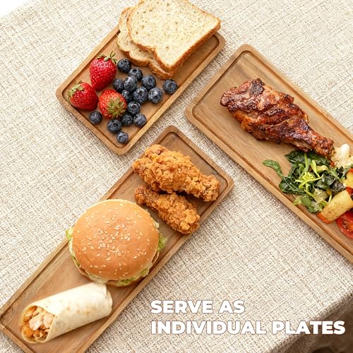 WARMKEY Acacia Wood 3 Tier Foldable Serving Tray – Rectangular Farmhouse Stand for Charcuterie Board, Cupcake, Dessert, Party Wedding Decor, Small Flower Pot Display, Easy Storage