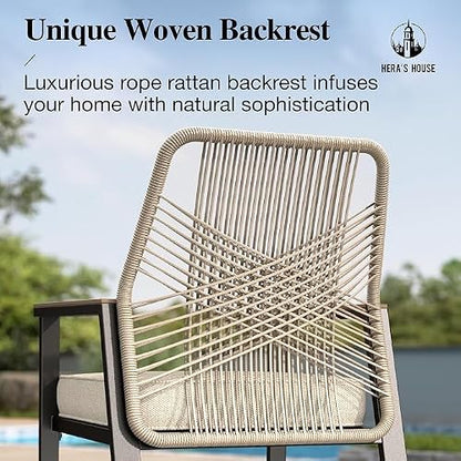 HERA'S HOUSE 5pc Patio Dining Set, 42" Round Table & 4 Rattan Chairs