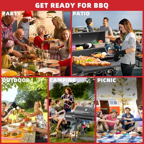Kendane Barrel Charcoal Grill with offset smoker,550 Square Inches Cooking Area, Outdoor BBQ Grill with Front Shelf, Perfect for Backyard, Patio Parties and Picnics.