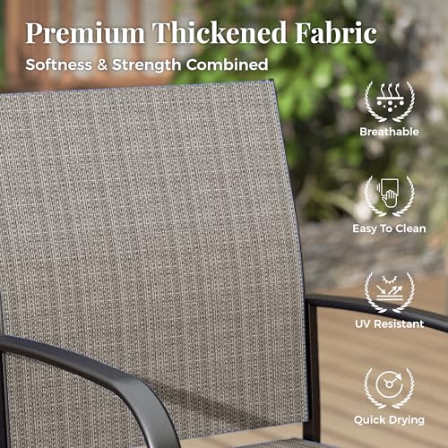 MIXPATIO 7pc Patio Dining Set, 54" Round Metal Table, 6 Textilene Chairs