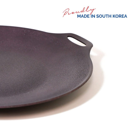TECHEF - 14-inch Nonstick Round Griddle Grill Pan for Korean BBQ/Teppanyaki Pan, Tawa, Roti Pan/Induction Ready/Made in Korea (14-in)