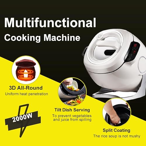 XygZythror Cooking Robot, 2000w 6l Auto Cooking Wok Fried Rice Machine, for Cooking Stewing, Rice Cooker, Multifunctional Choose with Smart Touch