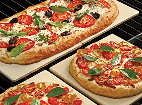 Outset Pizza Grill Stone Tiles For Oven and Grill, Set of 4 Baking Stones for Pizza, Bread & More
