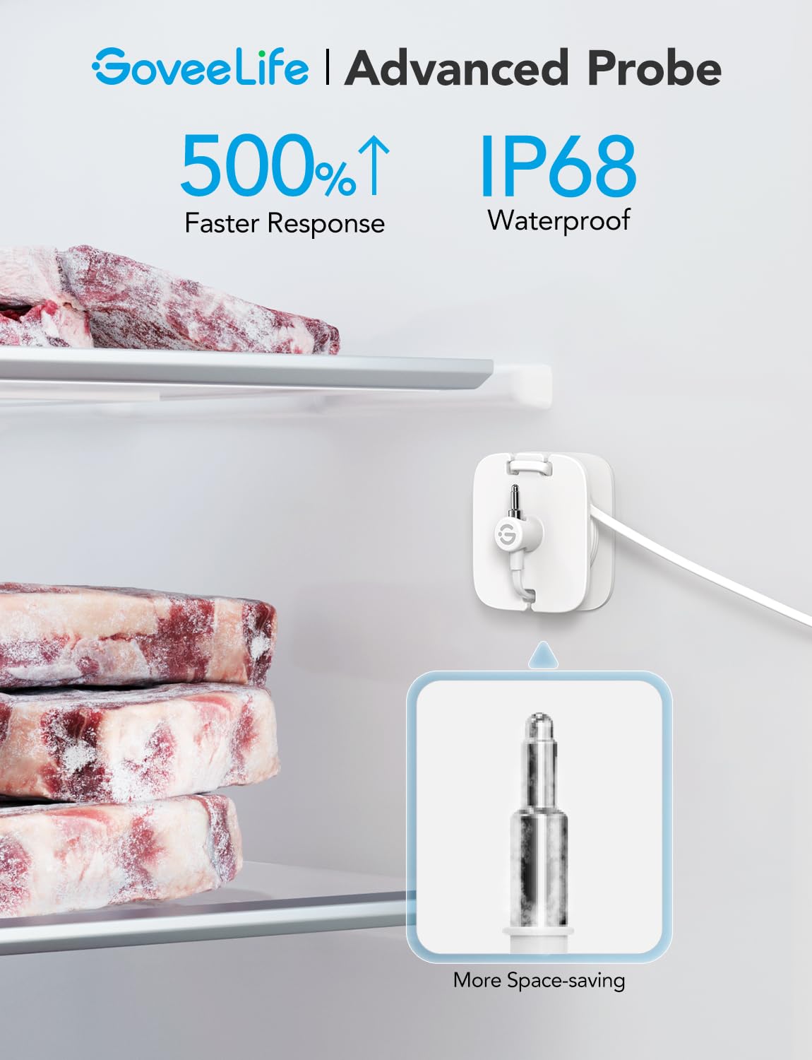 GoveeLife WiFi Refrigerator Thermometer with Alarm, Wireless Digital Freezer Temperature Gauge with App Control, LCD Display, 2 Years Free Data Export, for Home Kitchen Fridge Hot Tub 2 Pack