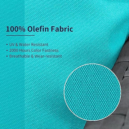 NICESOUL 20-Piece 27“x27 Outdoor Patio Cushion Cover, Olefin Fade/UV-Resistant Sectional Sofa Replacement Cover with Zipper, Deep Seated Slipcovers for Backyard Furniture, Machine Washable, Turquoise