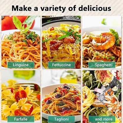 Manual Pasta Maker Machine, 2 in 1 Noodle Maker with Rollers and Cutter, 7 Adjustable Thickness Settings, Perfect for Spaghetti, Fettuccini, Lasagna or Dumpling Skin Silver