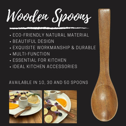 NUTTA - Small Wooden Spoons For Cooking, Condiments Honey Seasonings Pepper Sugar Salt Tea Coffee Ice-cream (10 Pieces)