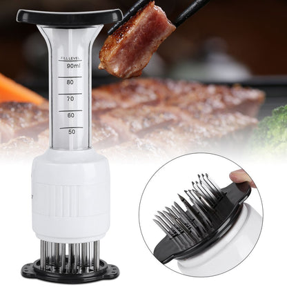Textured Meat Tenderizer, 304 stainless steel Meat Marinade Tenderizer Needle Injector Steaks Flavor Syringe Cook Kitchen Tool