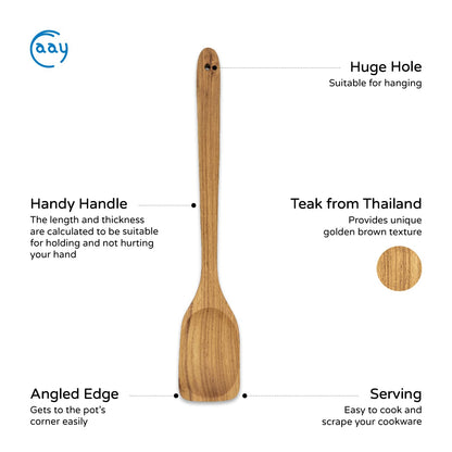 FAAY 18 Inches Large Wooden Spoon, Long Handle Heavy Duty Spoon with Scoop for Big Pot Stirring, Mixing & Cooking. Handcrafted from Teak for Crab Crawfish Seafood Boil, Gumbo Pot.