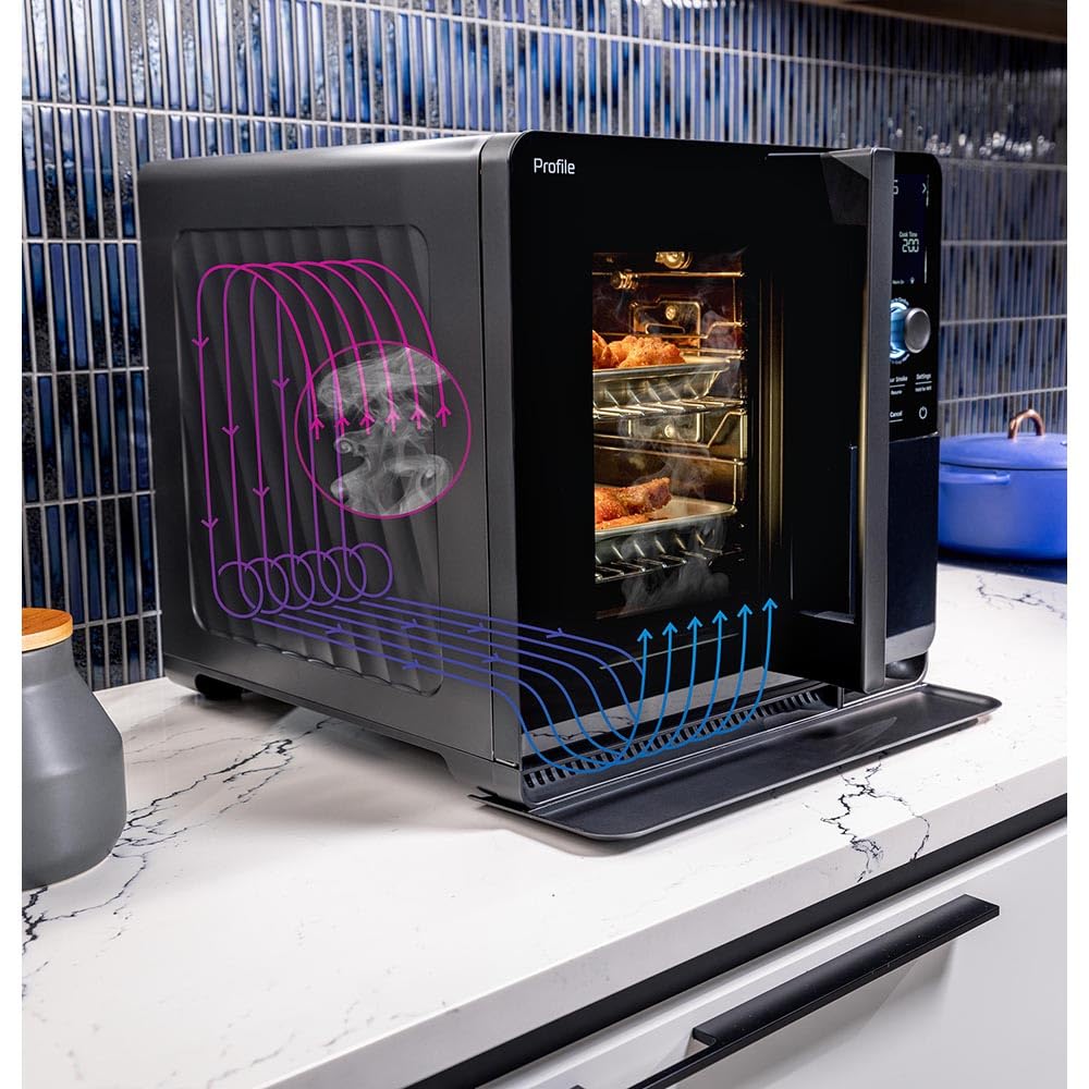 GE Profile™ Smart Indoor Pellet Smoker, with Active Smoke Filtration, 5 Smoke Control Settings, WiFi Connected, Electric, Countertop BBQ Appliance, Black