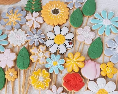 Q-BAKER Spring Summer Flowers Cookie Cutters - Rose, Sunflower, Tulip, Daisy Flower, Butterfly, Stainless Steel Holiday Cookie Cutter Shapes for Baking Gift