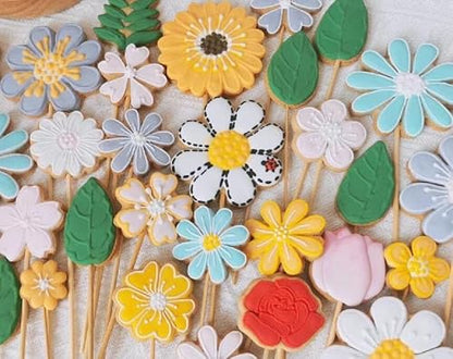 Q-BAKER Spring Summer Flowers Cookie Cutters - Rose, Sunflower, Tulip, Daisy Flower, Butterfly, Stainless Steel Holiday Cookie Cutter Shapes for Baking Gift