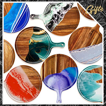 Nuenen 10 Pcs Round Wood Cutting Board with Handle Acacia Wooden Serving Kitchen Chopping Boards for Pizza, Bread, Cheese, Charcuterie, Fruit, Vegetables(Acacia)