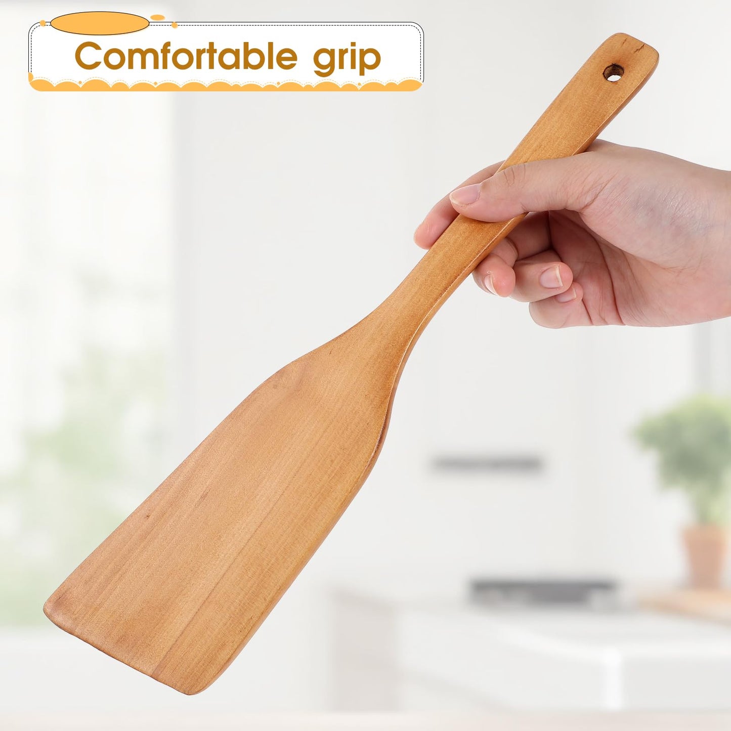 Wooden Spatula Fish Spatula Egg Wood Flipper Turner Non Stick Wood Cooking Kitchen Utensil Flat Wooden Kitchen Wok Spatul for Mixing Frying Fish Egg Cooking Wok