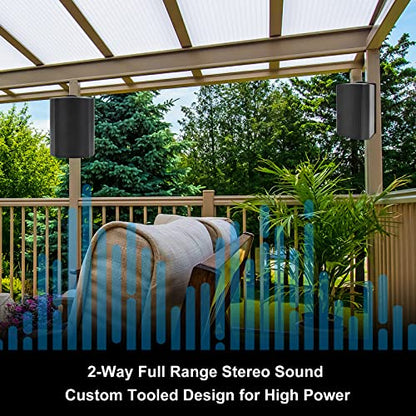 Herdio Passive Outdoor Speakers Wired Waterproof, 4 Inches 2-Way 400W Wall Mounted Speakers with Dome Tweeter, All-Weather Durability, for Patio Porch Backyard (2Pairs, Black)