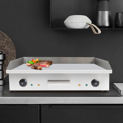 3000W Commercial Electric Countertop Griddle, 28"Cooktop Flat Top Grill Hot Plate,Iron Flat Top Stove Grill Dual Control Temperature 122°F-572°F Teppanyaki Machine Electric Grills Cooking