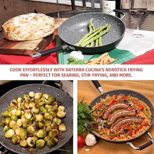DaTerra Cucina 13" Non-stick Ceramic Frying Pan - Large Nonstick Frying Pan for Cooking - Induction Compatible & Oven Safe, High Heat Resistant - PTFE, Lead, Cadmium & PFOA Free, Made in Italy - Black