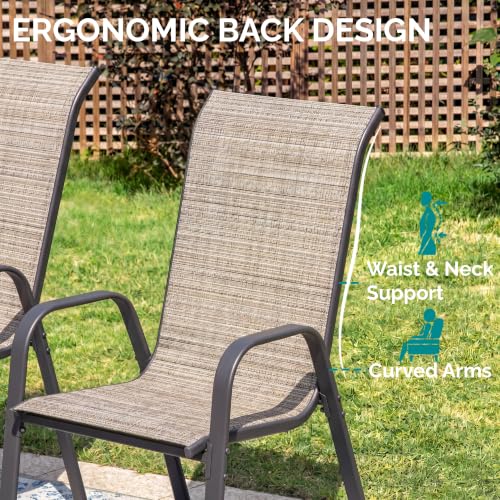 MAMIZO 7 Pieces Patio Dining Set for 6, Glass Table and Textilene Chairs