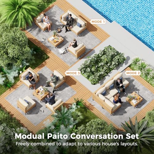 ABCASA 5-Pieces Patio Furniture Set with Non-Slip Cushions & Coffee Table
