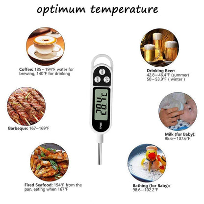 Digital Meat Food Thermometer for Cooking Kitchen BBQ, Probe Instant Read Thermometer with Long Probe for Candy Candle Milk Yogurt Deep Fry Roast Baking Temperature