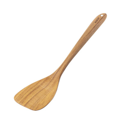 KHRUT Teak Wood Spatula/Turner, 13.5 Inch Long Handle for Cooking, Wooden Flat Turner, Natural Utensils, Non-Stick Cookware Tools