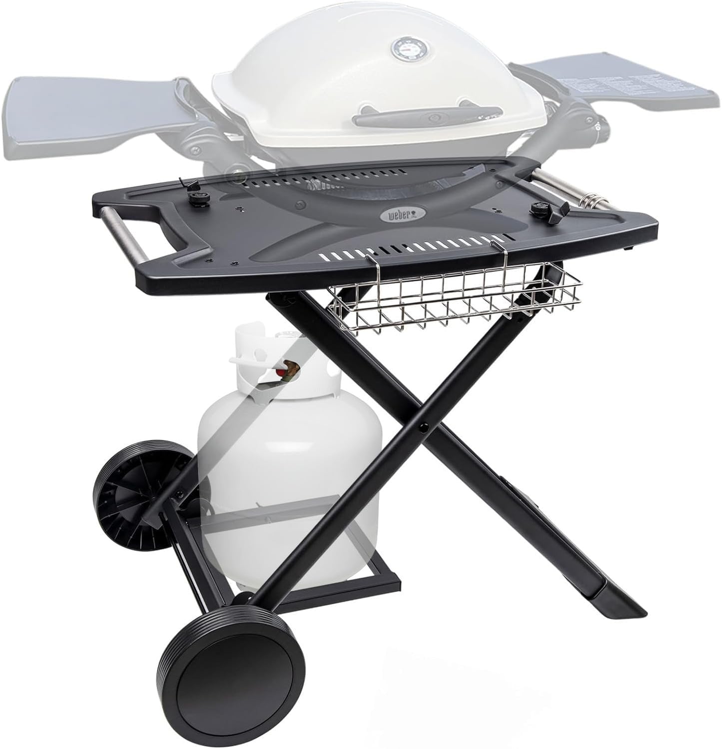 Portable Cart for Weber Q1200, Q1000, Q2200, Q2000, Q2400, Folding Cart for Outdoor BBQ，Portable Stand for Weber Q Series Gas Grills and Ninja Woodfire OG700 Series