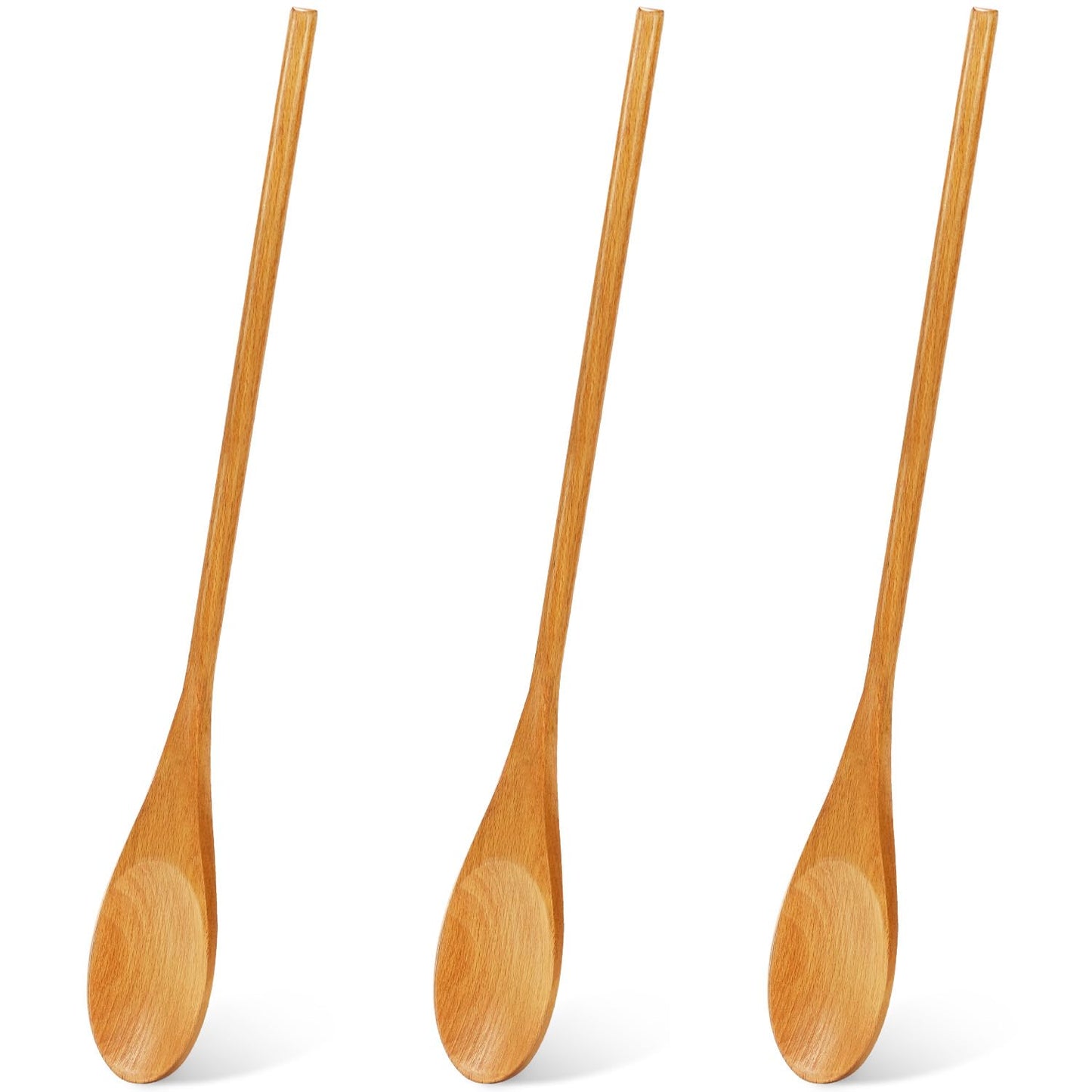 MORGLES 3Pcs Wooden Spoons for Cooking, 12 Inches Long Handle Mixing Spoons, Natural Wood Kitchen Utensils for Stirring, Serving & Eating
