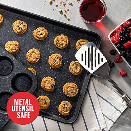 Granitestone Ultra Nonstick Bakeware Set, 5 Piece Dishwasher Safe Baking Pans Set with Muffin Pan, Loaf Pan, Round Baking Tray & Baking Sheet for Oven with Even Heating &No Warp Technology