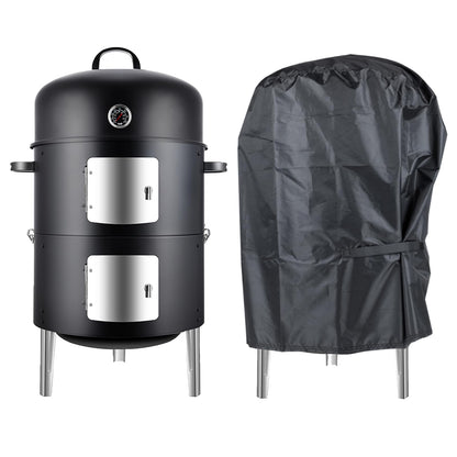 Realcook BBQ Charcoal Smoker Grill: Premium Meat BBQ Smokers with Cover - Vertical Charcoal Barbecue Grill Combo for Outdoor Cooking Patio Backyard Grilling Tailgating