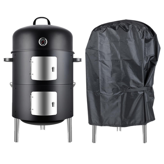 Realcook BBQ Charcoal Smoker Grill: Premium Meat BBQ Smokers with Cover - Vertical Charcoal Barbecue Grill Combo for Outdoor Cooking Patio Backyard Grilling Tailgating