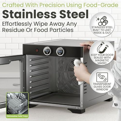 Household Food Dehydrators Machine with 8 Stainless Steel Trays Hold 10 lb Meats 24 H Digital Timer 194 °F Temperature Control Commercial Dryer for Jerky Meat Herb Fruit Vegetables Beef Black Knight