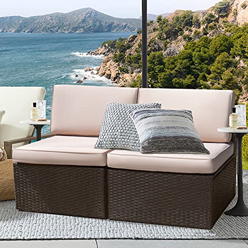 Devoko 2 Pieces Patio Furniture Sets,Outdoor Sofa,Small Sectional Couch