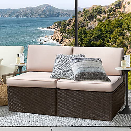 Devoko 2 Pieces Patio Furniture Sets,Outdoor Sofa,Small Sectional Couch