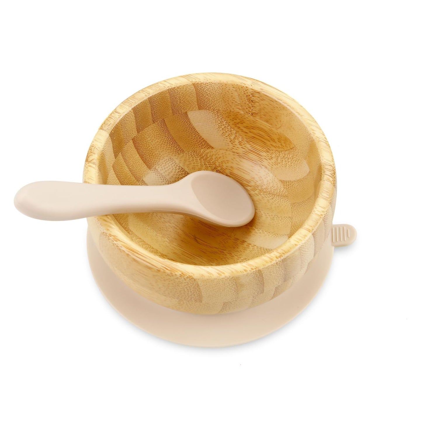 PandaEar Baby Bamboo Suction Bowl with Silicone Spoons, Wooden Baby Bowls for Toddlers & Kids, Divided Non-Slip Wooden Bowl Feeding Supplies