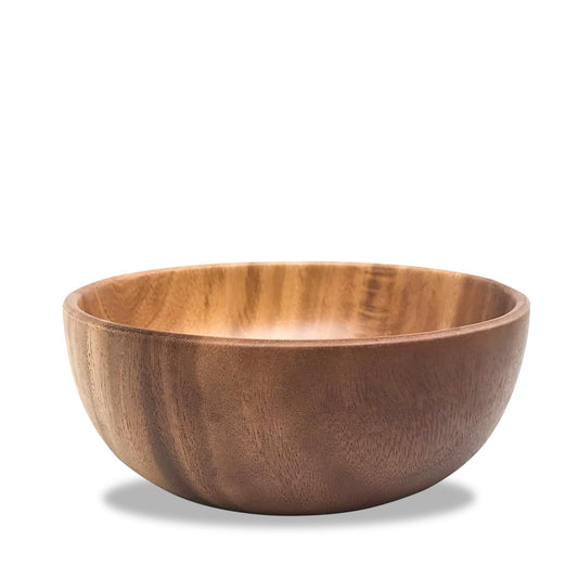 JUVETTE Premium Acacia Wood Salad Bowl - Serving Dish for Fresh Salads and Fruits - Elegant Small 6" Diameter Bowl for Stylish Dining