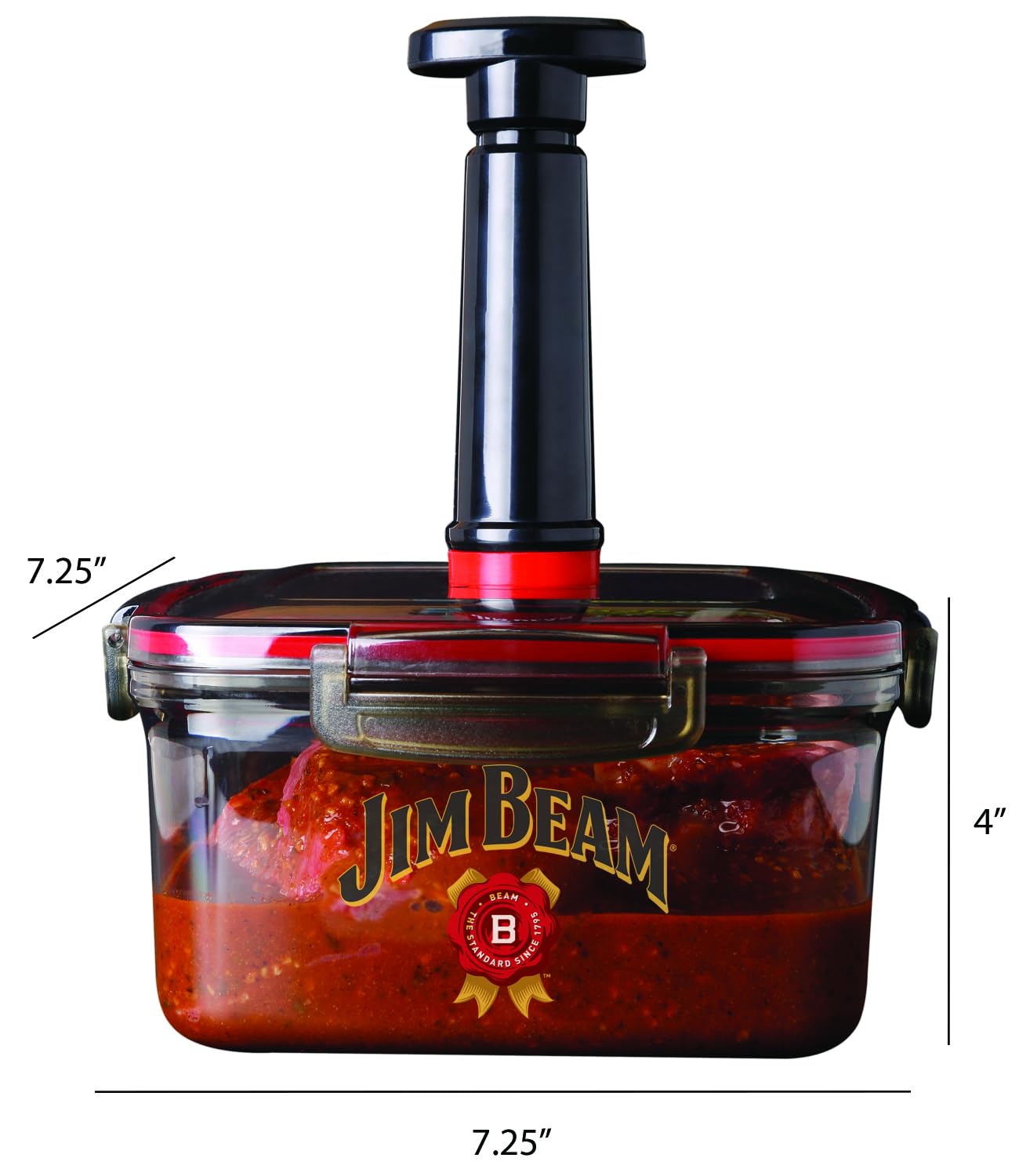 Jim Beam Vacuum Seal Marinade Box, Air Sealed Pump, Removes air from the Marinade Box, Speedy Marination Process, Barbecue and Grilling Marinator, Perfect Marination of Beef, Chicken and Fish