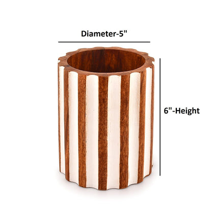 Mahasu Utensil Holder Mango Wood Utensil Holder for Kitchen Counter, for Countertop, Spoons, Cooking Tools, etc (5" x 5" x 6")