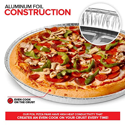 (25 Pack) 12 Inch Aluminum Pizza Pans Disposable Round Foil Focaccia Pan for Individual Personal Pizzas, Giant Size Chocolate Chip Cookie Cake Tin, Large Serving Trays, Platter Tray