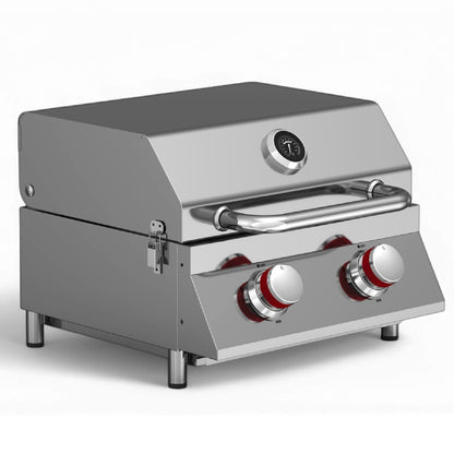 GasOne Portable Propane Grill – 16-inch Stainless Steel Tabletop Grill – Tabletop Gas Grill with Heat Control and Built-In Thermometer – Large Cooking Area – Ideal for Outdoor, Camping, Travel, RV