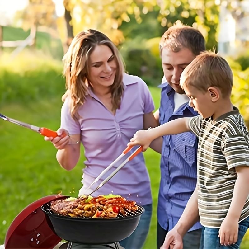 Charcoal Grill: Kettle Grill - 14 "portable outdoor grill with 3-point locking lid and dual ventilation system | perfect for backyard, camping and beach, red (14)