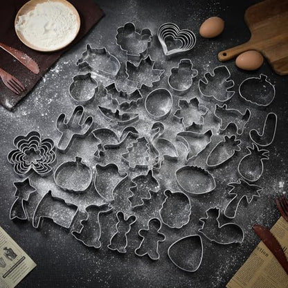 Maxdot Set of 44 Seasonal Cookie Cutters, Valentines Day Stainless Steel Molds Cookie Cutters for Valentines, Galentines, Easter, Summer, Halloween, Christmas, 4th of July, Holiday, All Seasons