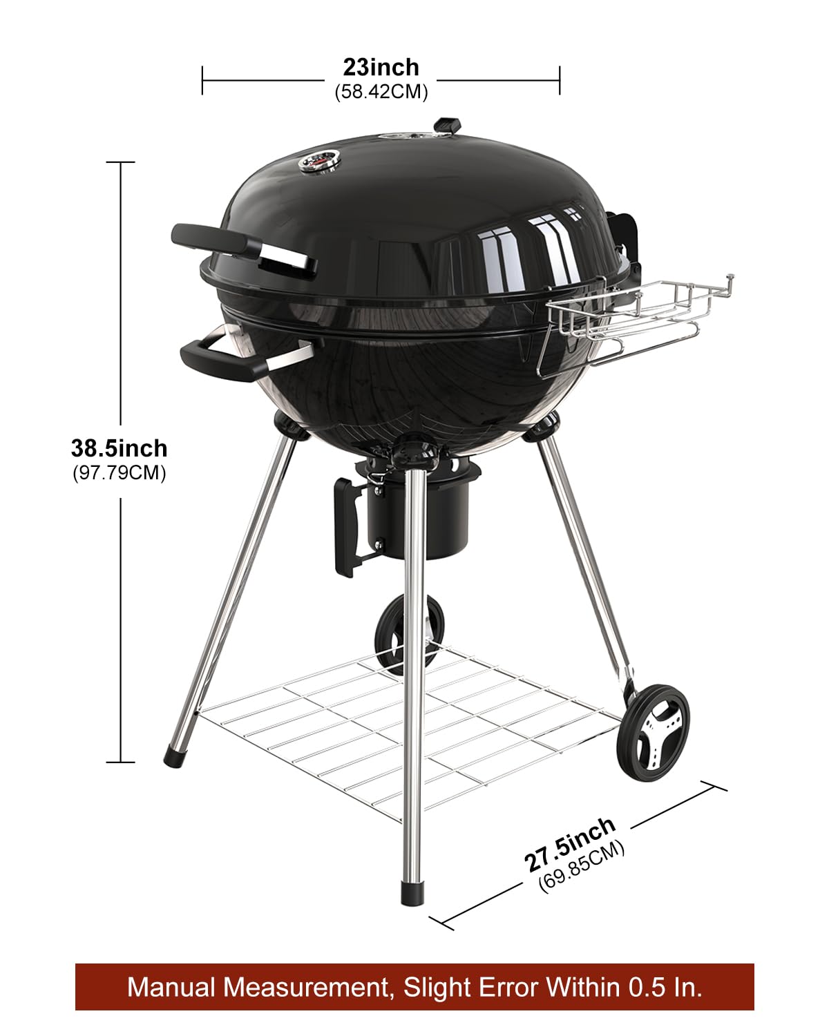 GRILIFE 22 inch Premium Charcoal Grill, Portable Kettle Barbecue Grill, Round BBQ&Smoker Grills Large 2-Tier Cooking Space for Outdoor BBQ Event, Tailgating, Camping and Backyard, Black