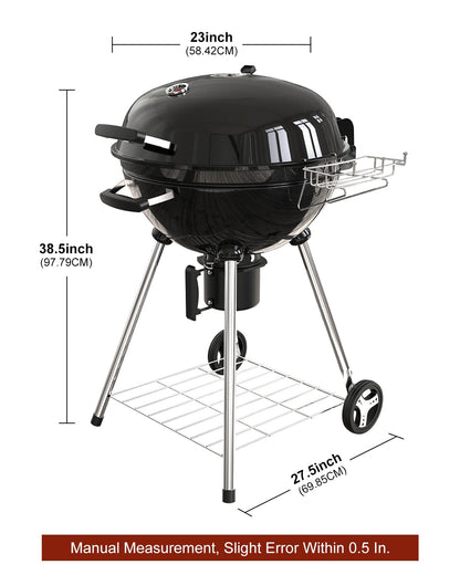 GRILIFE 22 inch Premium Charcoal Grill, Portable Kettle Barbecue Grill, Round BBQ&Smoker Grills Large 2-Tier Cooking Space for Outdoor BBQ Event, Tailgating, Camping and Backyard, Black