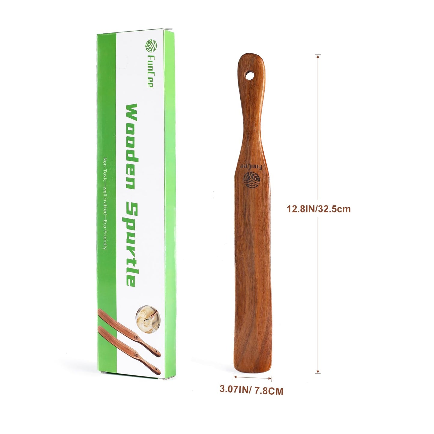 2 Pack Wooden Spurtle for Sourdough Starter, Mixing, Reaching Bottom of Jar, Dough Whisk, Long Handle Jar Spatula, Spurtles Kitchen Tools Teak Wood Kitchen Utensils kit for Baking, Cooking
