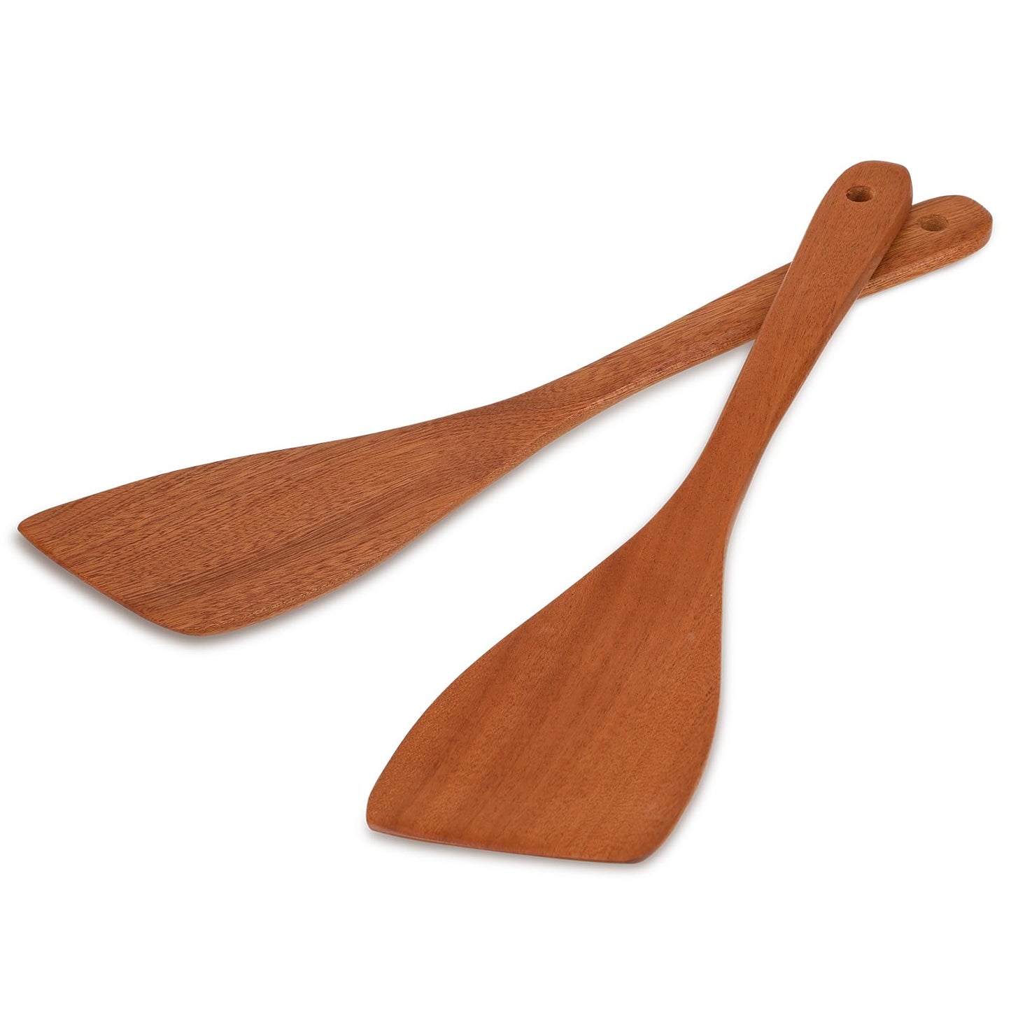 Wooden Spatula for Cooking 12.8 Inches Flat Wooden Spatula for Non Stick Cookware Long Handle Flat Frying Spatula Natural Wooden Cooking Utensils Kitchen Spatulas, 2PCS